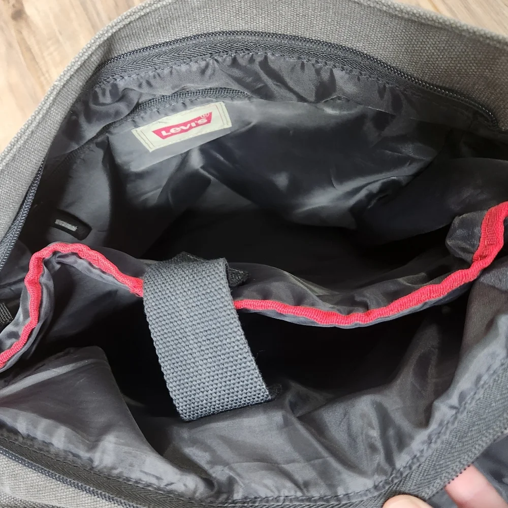 Levi's Canvas Laptop Large Messenger Bag Gray Black Y2K